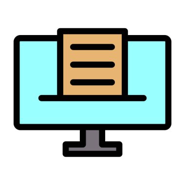 Bilgisayar monitörü simgesi. beyaz arkaplanda izole edilmiş ana hat bilgisayar monitörü vektör rengi