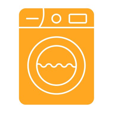 Çamaşır makinesi simgesi beyaz arkaplanda izole