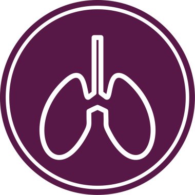 Akciğer vektör simgesi. biçim düz sembol, mor renk, yuvarlak açılar, beyaz arkaplan.