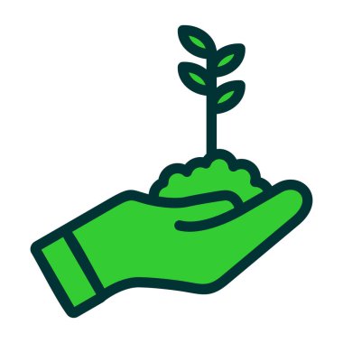 Yaprak çizimi olan bir ağacı tutan el.