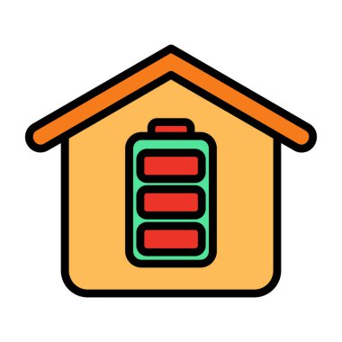 Pil enerji simgesi renk ana hatları vektörü