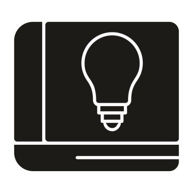 Ampul simgesi ile dizüstü bilgisayar. Vektör çizim