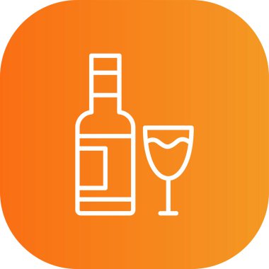 cam ve şarap cam ikonu, vektör illüstrasyon