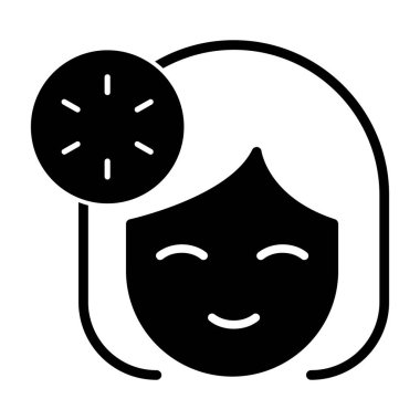 Yüz ifadesi olan kadın kullanıcı avatarı, bir kadın simgesinin vektör çizimi