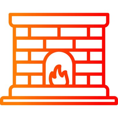 Şömine. Web simgesi basit illüstrasyon