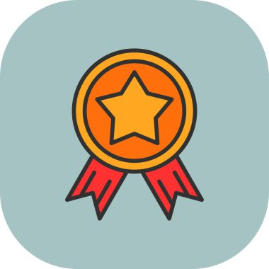 Rozet Doldurulmuş Vektör Simgesi Tasarımı