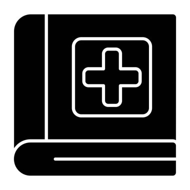 Tıp kitabı ikonu. Web için sağlık kitabı vektör simgelerinin düz çizimi