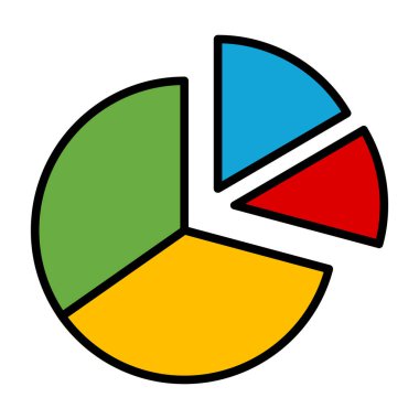 Pasta çizelgesi simgesi. Taslak pasta grafiği vektör rengi düz izole