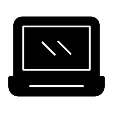 Laptop Glyph Vektör Simgesi Tasarımı