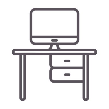 masa ve bilgisayar simgesi vektör çizimi