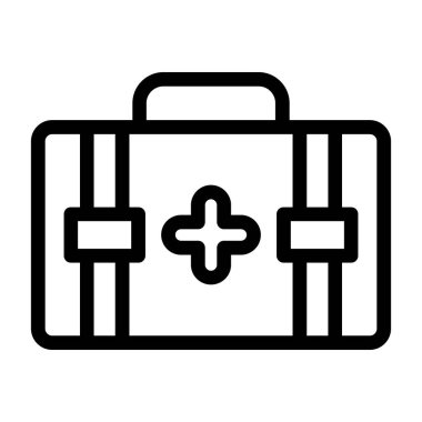 İlk yardım çantası çizgisi ikon vektörü. İlk yardım çantası imzası. izole edilmiş çizgi simgesi siyah illüstrasyon