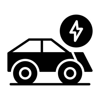 elektrikli araba simgesi, basit vektör illüstrasyonu