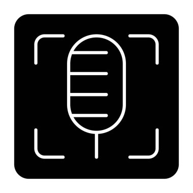 Bir mikrofonun siyah beyaz simgesinin vektör çizimi