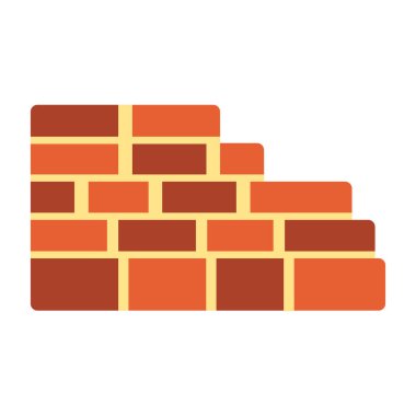 tuğla duvar düz biçim simgesi tasarımı, inşaat işi ve ev temalı vektör illüstrasyonu