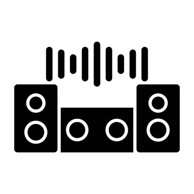 Müzik hoparlörleri simge vektörü. İnce çizgi işareti. izole edilmiş sınır sembolü çizimi