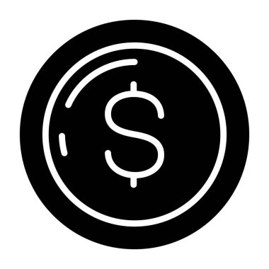 Sikke simge vektör web ve mobil uygulaması tasarımı, sikke logo kavramı için izole üzerinde beyaz arka plan