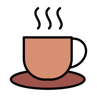 Kahve fincanı simgesi renk ana hatları vektörü