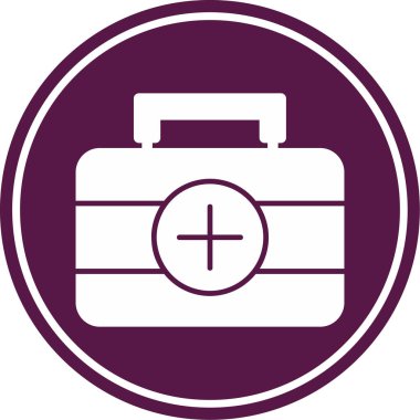 araç kutusu vektör simgesi. biçim düz daire içine alınmış sembol, mor renk, yuvarlak açılar, beyaz arkaplan