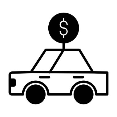 araba dolar ikon vektör illüstrasyonu