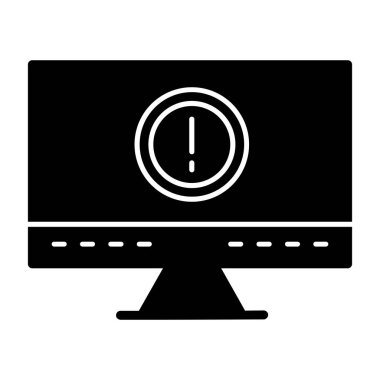 Alarm saat simgesi, vektör biçimi olan bilgisayar monitörü