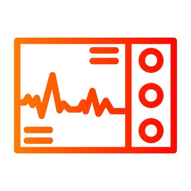 Nabız kardiyogram vektör simgesi. biçim düz yuvarlak sembol, turuncu renk, yuvarlak açılar, beyaz arkaplan