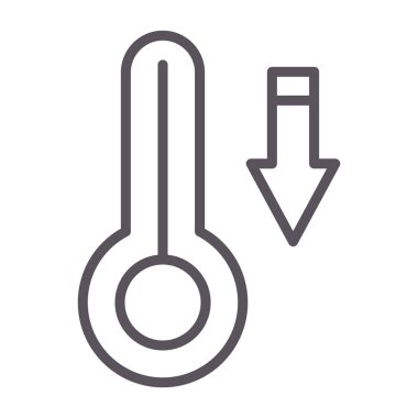 Sıcaklık termometresi ince çizgi simgesi, sıcaklık sıcaklığı ve termometre, sıcaklık termometre vektör grafikleri, beyaz arka planda doğrusal desen, 10 birim