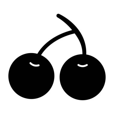 Kiraz meyvesi ikonu. Beyaz arkaplanda izole edilmiş web tasarımı için kiraz ağacı meyve vektörü simgesi