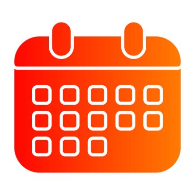 Takvim vektör simgesi. biçim düz sembol, beyaz renk, yuvarlak açılar, beyaz arkaplan.