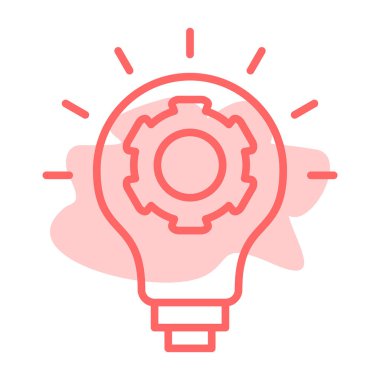 Vektör çizimi. Beyaz arkaplanda dişli simgesi olan ampul.