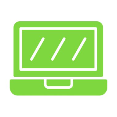 Yeşil ekranlı bir laptop. Basit tasarım