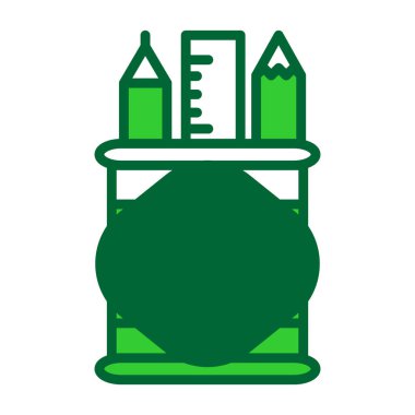 Kalem ve fırça çizgisi olan boya kovası ve biçim vektör çizimi tasarımı