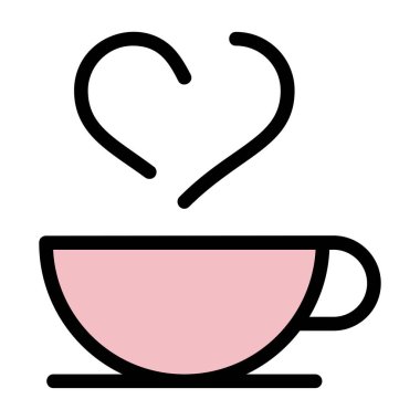 Kahve fincanı ikonu. Beyaz arkaplanda izole edilmiş kahve vektörü illüstrasyonunun ana hatları