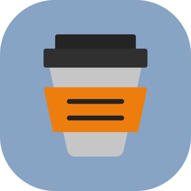 Kahve kupası düz simgesi, basit tasarım illüstrasyonu