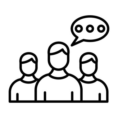 grup insan ve sohbet simgesi, vektör çizgisi
