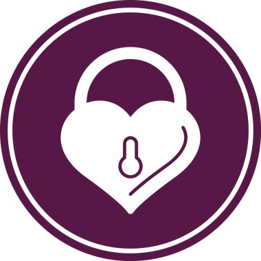 Kalp ikonuyla kilitle. vektör illüstrasyonu