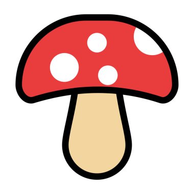 Kırmızı ve beyaz mantarın vektör çizimi