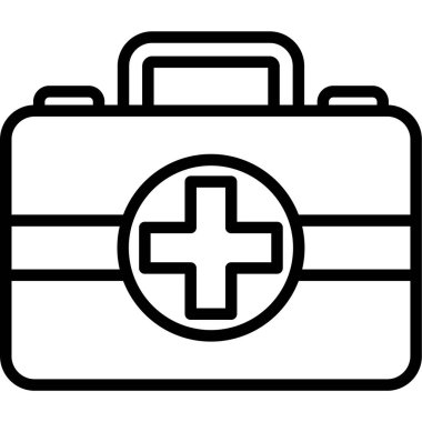 Tıbbi yardım çantası ikonu. Web için tıbbi malzeme vektör simgelerinin özet çizimi