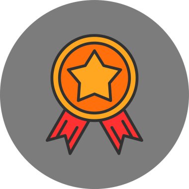 Birinci sınıf kalite ve semboller için arka planda madalya vektör illüstrasyonu. Konsept ve grafik tasarımı için simge düz simgesi.