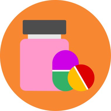 Haplı bir bardak ve bir kavanoz uyuşturucu. düz simge vektörü.