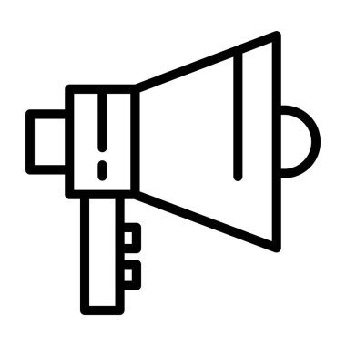 Megafon simgesi. Megafon vektör simgesi web için anahat çizimi.