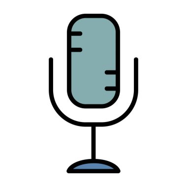 mikrofon ikonu. anahat karaoke mikrofon vektör simgesi rengi düz izole