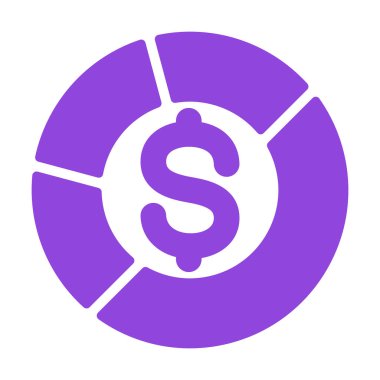 Para Doları ikonu. Düz çizim. Mor renkli dolar sikkeler dolar para stili