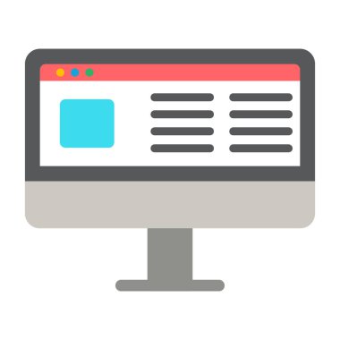 bilgisayar monitörü vektör çizimi, düz tasarım biçimi