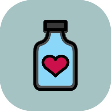 Şişe kalp ikonu doldurulmuş ana hatlarıyla