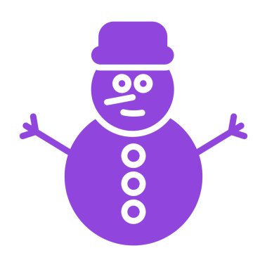 Mor şapka ikonuyla izole edilmiş kardan adam.