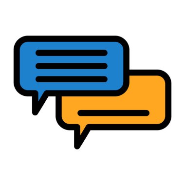 Sohbet mesajı simgesi. renk balonu vektör illüstrasyonu. düz biçim.