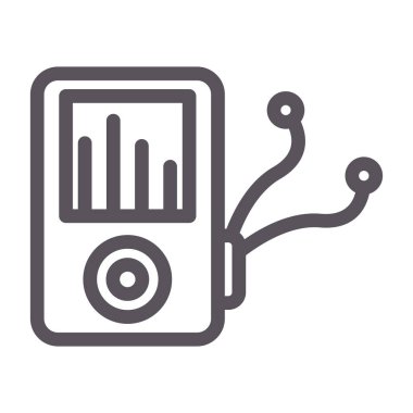 bilgisayar ve cep telefonu ince çizgi simgesi, elektronik teknoloji ve iletişim, akıllı telefon ile ağ, vektör grafikleri, beyaz üzerine doğrusal simge