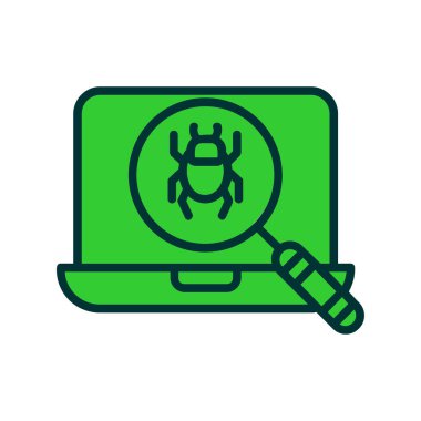 Örümcek simgesi vektör işareti olan dizüstü bilgisayar