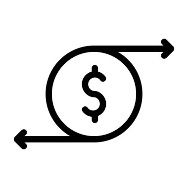 Dolar simgesi vektörü. İnce çizgi işareti. izole edilmiş sınır sembolü çizimi