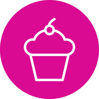 cupcake simgesi, vektör illüstrasyonu